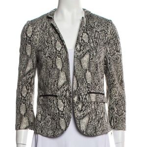 Rebecca Taylor Black and White Snakeskin Print Peplum Blazer